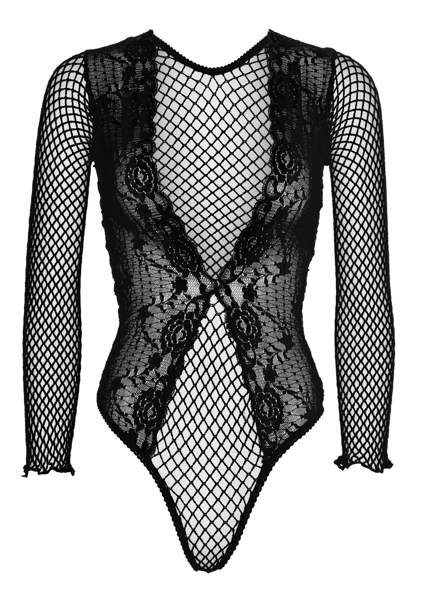High Cut Lace and Net Teddy