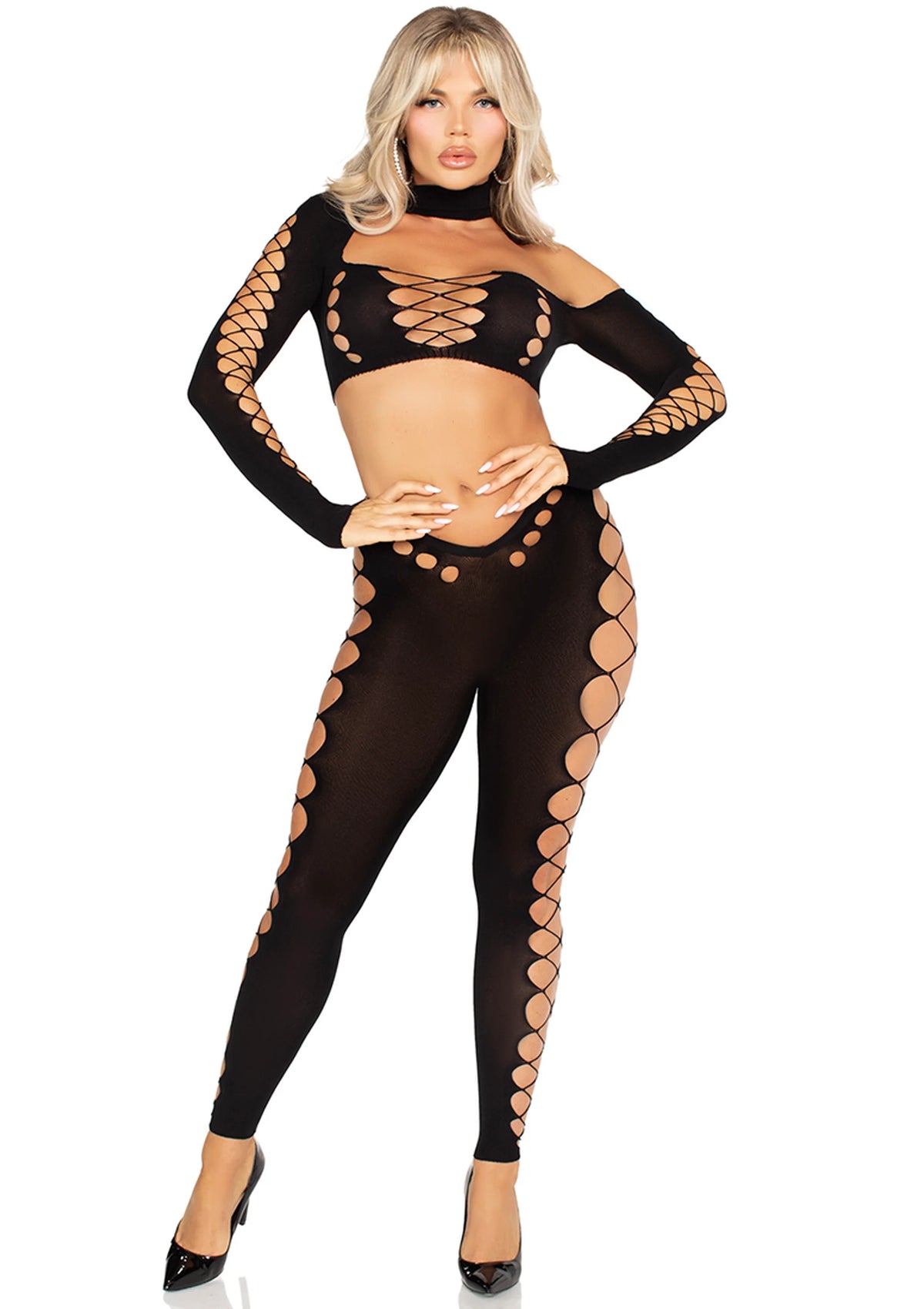 Bestel: Seamless Cut - Out Crop Top and Legging by Leg Avenue - bij Happytoys.nl, happytoys.be, Happytoys.ae: erotische sex webshop | liever Happy dan Easy ⭐⭐⭐⭐⭐