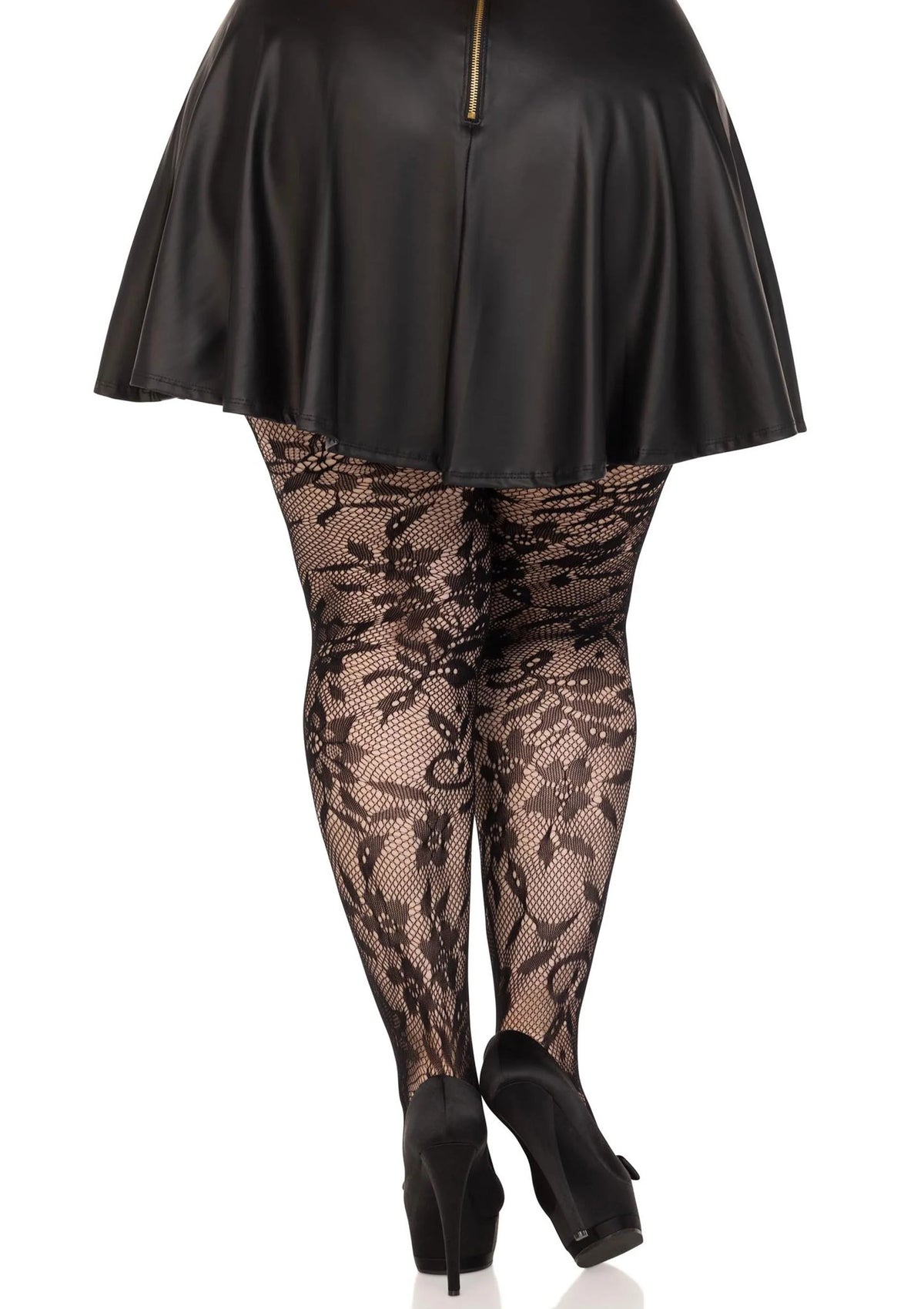 Bestel: Plus Seamless Floral Lace Pantyhose (Black) by Leg Avenue - bij Happytoys.nl, happytoys.be, Happytoys.ae: erotische sex webshop | liever Happy dan Easy ⭐⭐⭐⭐⭐