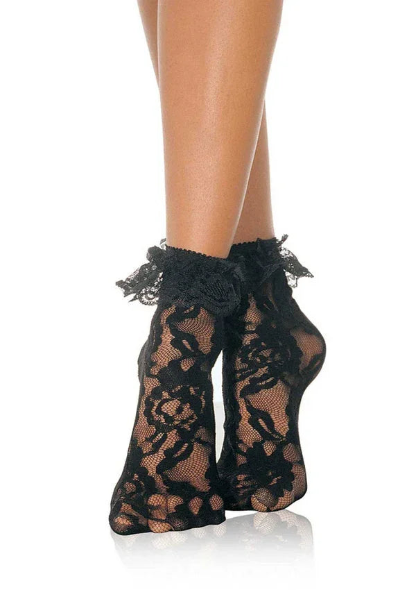 Bestel: Lace Socks with Ruffle by Leg Avenue - bij Happytoys.nl, happytoys.be, Happytoys.ae: erotische sex webshop | liever Happy dan Easy βββββ - Zwart - 85058 - BLACK - O/S