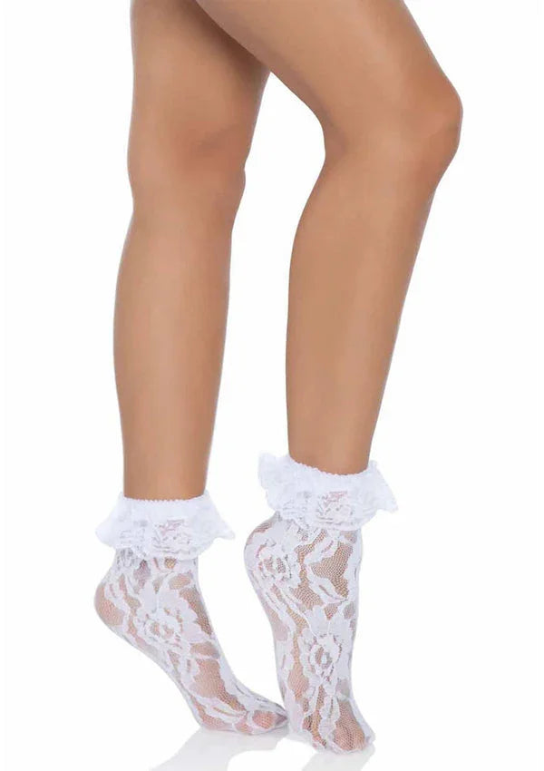 Bestel: Lace Socks with Ruffle by Leg Avenue - bij Happytoys.nl, happytoys.be, Happytoys.ae: erotische sex webshop | liever Happy dan Easy βββββ - Wit - 85058 - WHITE - O/S