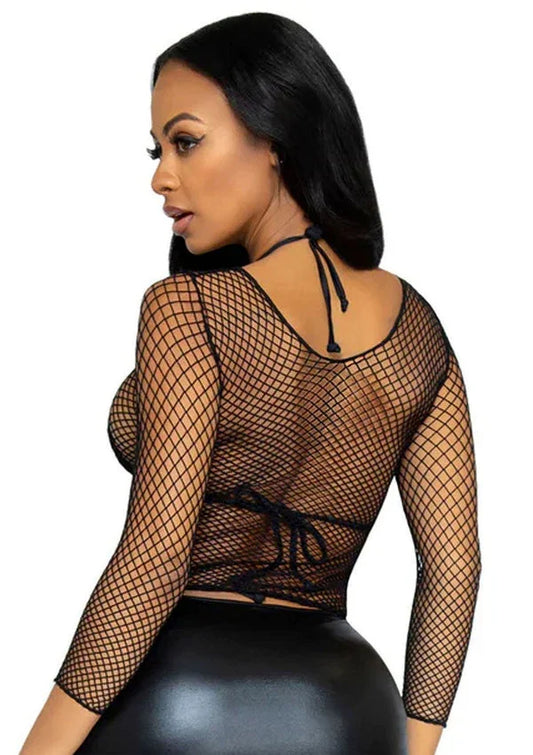 Elastane Long Sleeved Fishnet Shirt by Leg Avenue