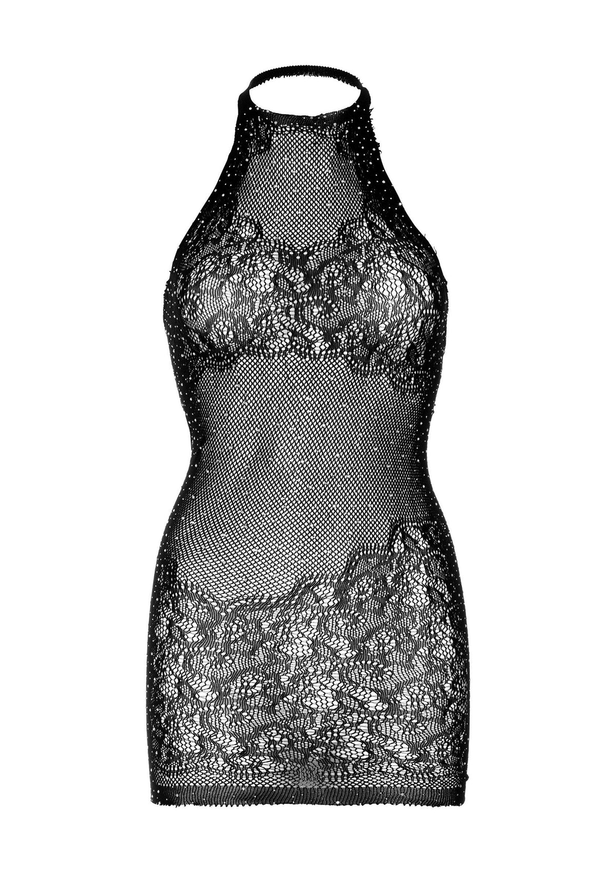 Bestel: Rhinestone Lace and Net Halter Mini Dress by Leg Avenue - bij Happytoys: de erotische sex webshop | liever Happy dan Easy âââââ