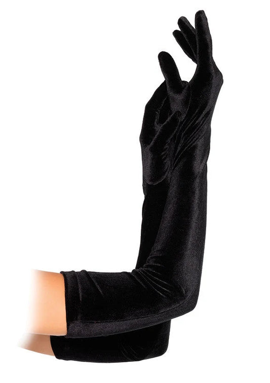Beste vandaag nog: Velvet Opera Length Gloves by Leg Avenue - bij Happytoys - Default Title - 88004 - BLACK - O/S