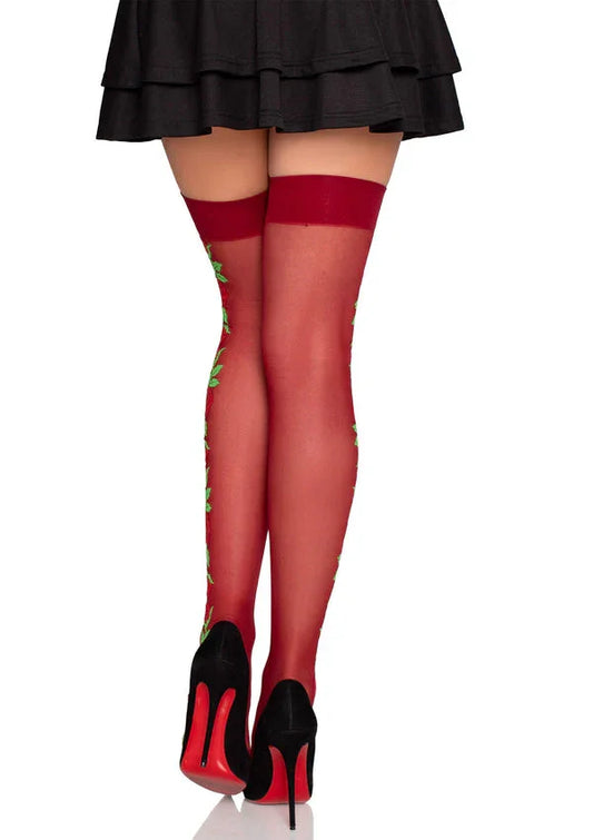 Spandex Thigh Highs with Roses by Leg Avenue