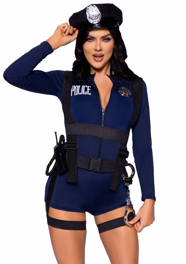 Bestel: Flirty Cop Romper Police Uniform by Leg Avenue - bij Happytoys.nl, happytoys.be, Happytoys.ae: erotische sex webshop | liever Happy dan Easy ⭐⭐⭐⭐⭐ - L - 88240 - BLUE - L