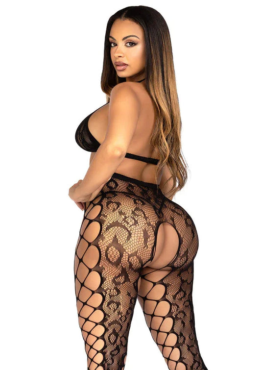Crop Top & Crotchless Tights by Leg Avenue