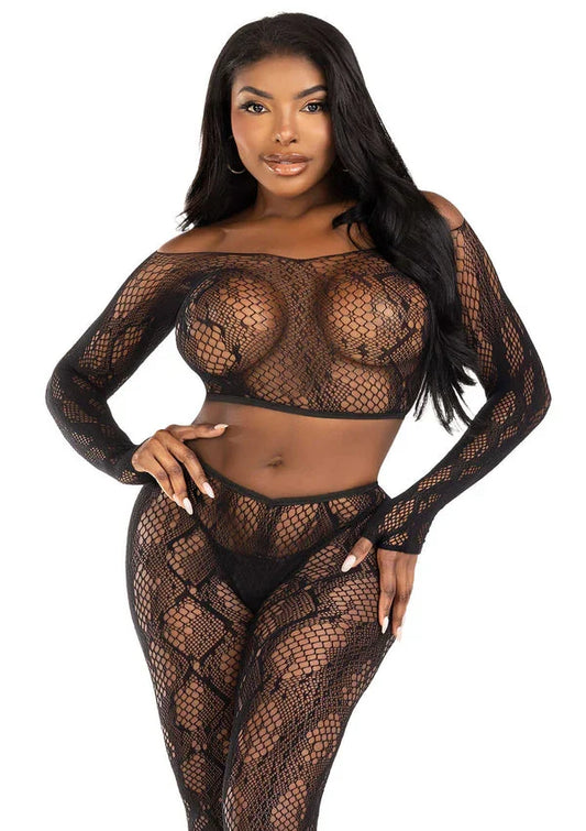 Python Crop Top & Footless Tights by Leg Avenue