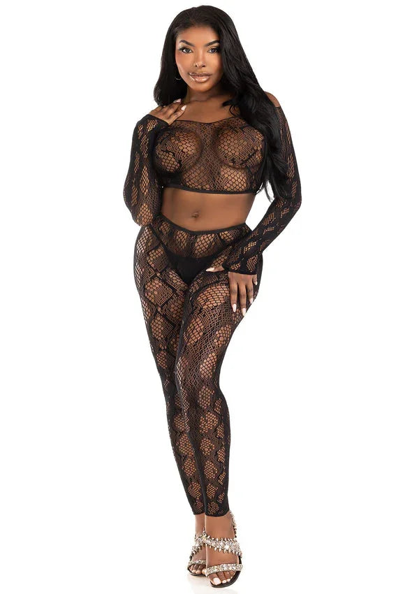 Bestel: Python Crop Top & Footless Tights by Leg Avenue - bij Happytoys.nl, happytoys.be, Happytoys.ae: erotische sex webshop | liever Happy dan Easy ⭐⭐⭐⭐⭐