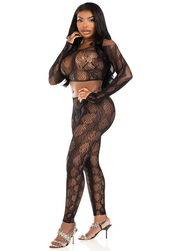 Bestel: Python Crop Top & Footless Tights by Leg Avenue - bij Happytoys.nl, happytoys.be, Happytoys.ae: erotische sex webshop | liever Happy dan Easy ⭐⭐⭐⭐⭐