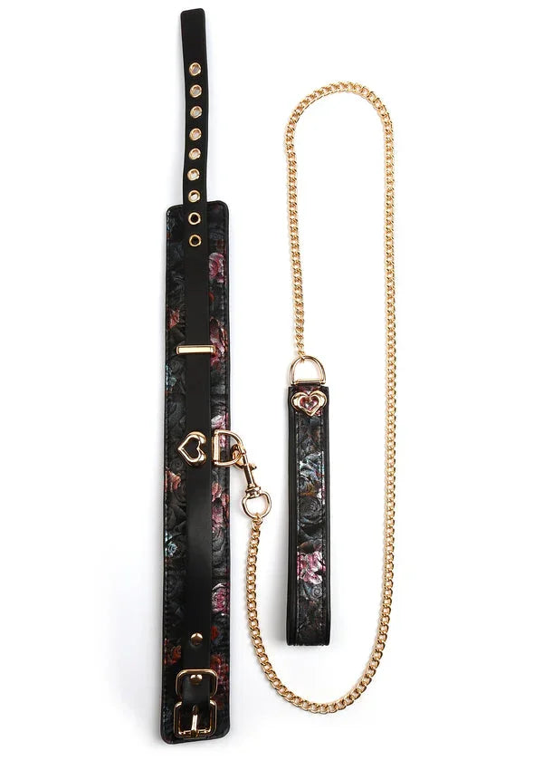 Bestel: Floral Jacquard Collar & Leash by Geisha - bij Happytoys.nl, happytoys.be, Happytoys.ae: erotische sex webshop | liever Happy dan Easy ⭐⭐⭐⭐⭐ - Default Title - 90700 - BLACK