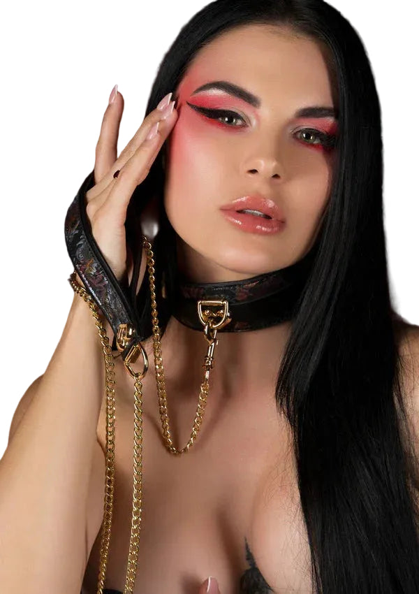 Bestel: Floral Jacquard Collar & Leash by Geisha - bij Happytoys.nl, happytoys.be, Happytoys.ae: erotische sex webshop | liever Happy dan Easy ⭐⭐⭐⭐⭐