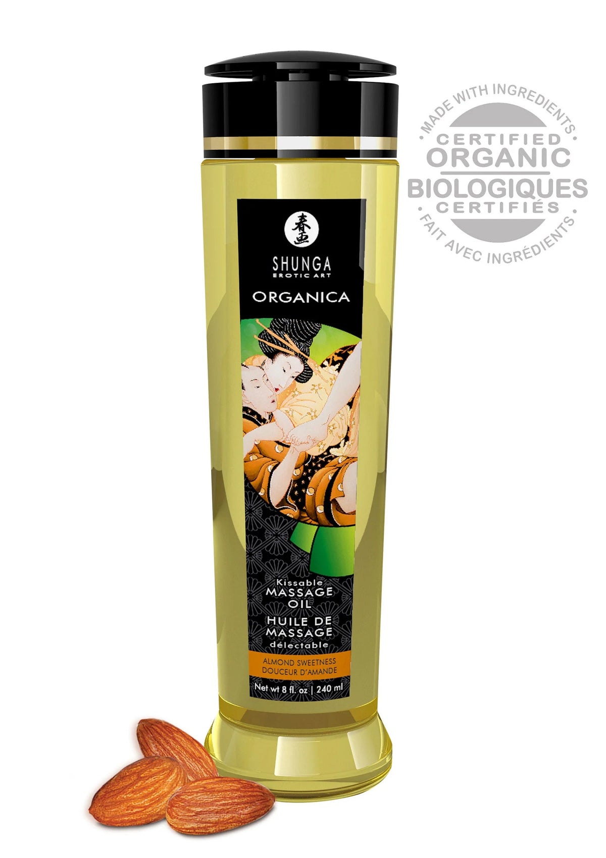 Bestel: Organica Kissable Oil by Shunga - bij Happytoys.nl, happytoys.be, Happytoys.ae: erotische sex webshop | liever Happy dan Easy ⭐⭐⭐⭐⭐ - Almond - 94514 - ALMOND - 240
