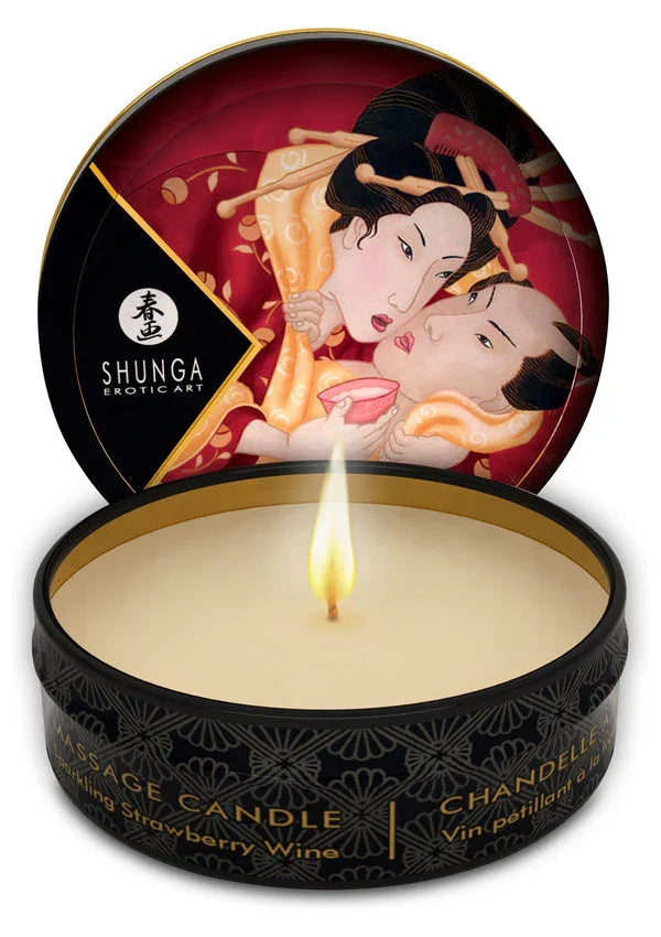 Bestel: Mini Massage Candle 6 pcs by Shunga - bij Happytoys.nl, happytoys.be, Happytoys.ae: erotische sex webshop | liever Happy dan Easy ⭐⭐⭐⭐⭐ - Strawberry - 94526 - STRAWBERRY - 30