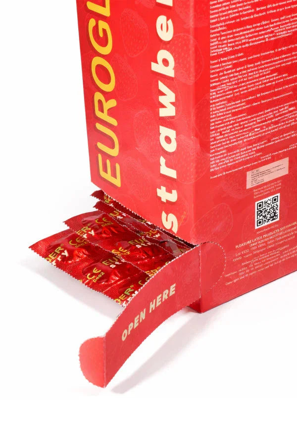 Bestel: Euroglider Strawberry 144 pcs Condoms by Euroglider - bij Happytoys.nl, happytoys.be, Happytoys.ae: erotische sex webshop | liever Happy dan Easy ⭐⭐⭐⭐⭐