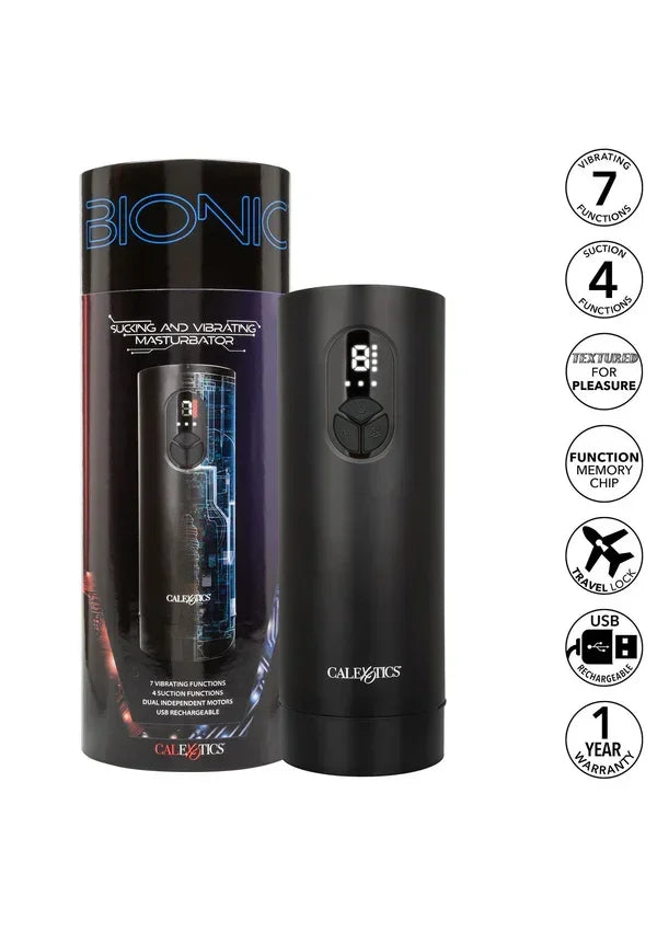 Bestel: Bionic Sucking and Vibrating Masturbator by CalExotics - bij Happytoys.nl, happytoys.be, Happytoys.ae: erotische sex webshop | liever Happy dan Easy ⭐⭐⭐⭐⭐