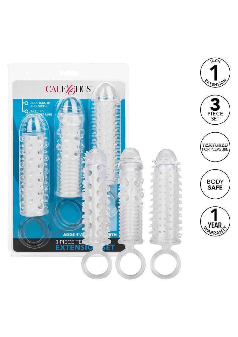 3 Piece Textured Extension Set by CalExotics - Happytoys Sexshop: Toys for Feeling Happy & Easy π - Discreet geleverd