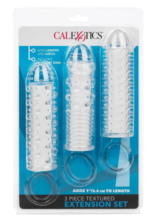 3 Piece Textured Extension Set by CalExotics - Happytoys Sexshop: online sex shop for Feeling Happy & Easy 😊 - Discreet geleverd
