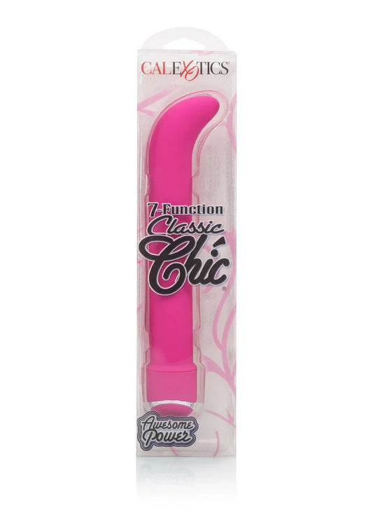 CalExotics 7-Function Classic Chic pink G-spot vibrator in retail packaging