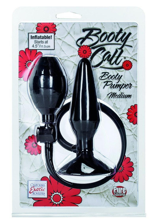 Booty Call Booty Pumper Medium black inflatable butt plug set in retail packaging