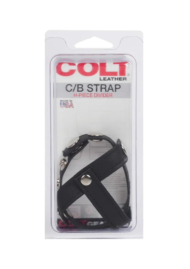 COLT Leather C/B Strap H-Piece Divider Cockring by CalExotics - Happytoys Sexshop: Toys for Feeling Happy & Easy 😊 - Discreet geleverd
