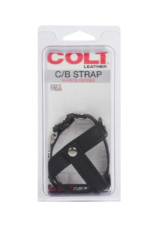 COLT Leather C/B Strap H-Piece Divider Cockring by CalExotics - Happytoys Sexshop: Toys for Feeling Happy & Easy š - Discreet geleverd