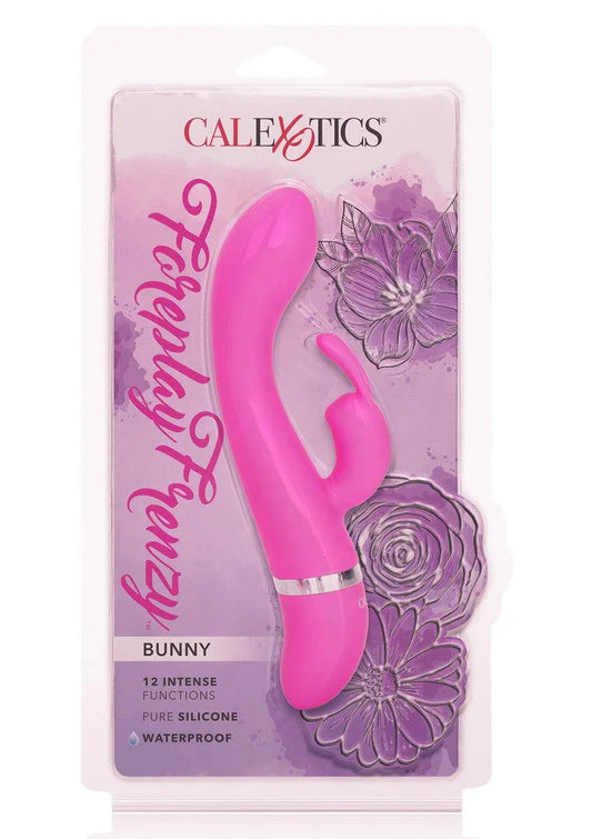 CalExotics Foreplay Frenzy Bunny Vibrator in pink, silicone, waterproof, in retail packaging