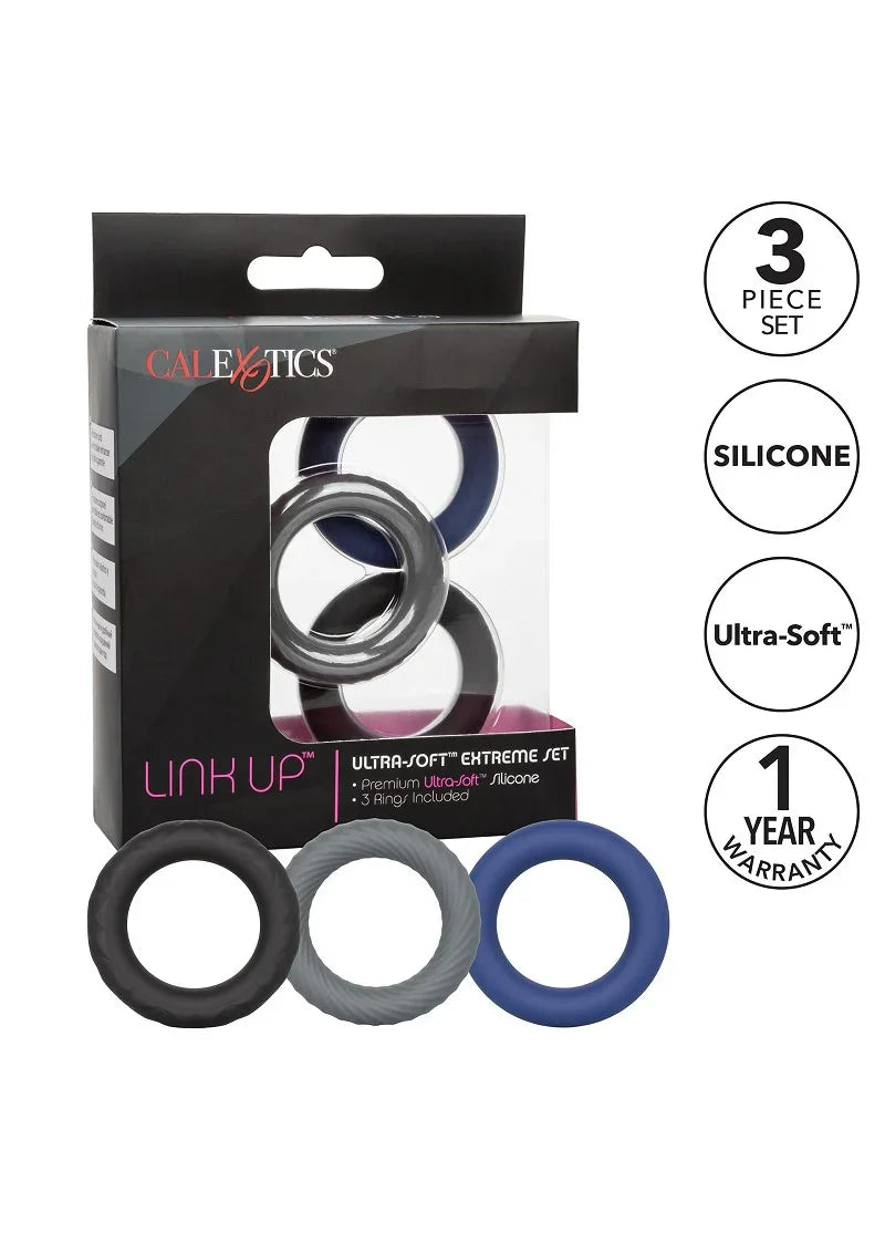 ♂ CalExotics Link Up Ultra-Soft Extreme Set cockring - Happytoys Sexshop: Toys for Feeling Happy & Easy 😊 - Discreet geleverd
