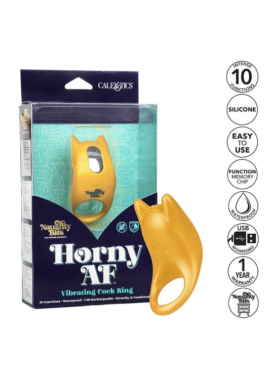 Naughty Bits Horny AF Trillende vibrating Cockring by CalExotics - Happytoys Sexshop: online sex shop for Feeling Happy & Easy 😊 - Discreet geleverd