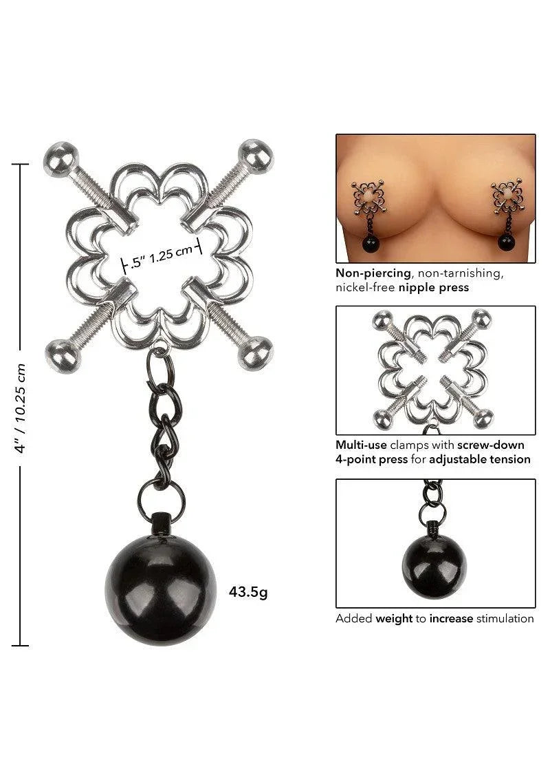 Bestel: 4 - Point Weighted Nipple Press by CalExotics - bij Happytoys.nl, happytoys.be, Happytoys.ae: erotische sex webshop | liever Happy dan Easy ⭐⭐⭐⭐⭐