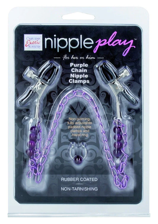 Nipple Play Purple Chain Nipple Clamps Tepelklemmen by CalExotics - Happytoys Sexshop: online sex shop for Feeling Happy & Easy 😊 - Discreet geleverd