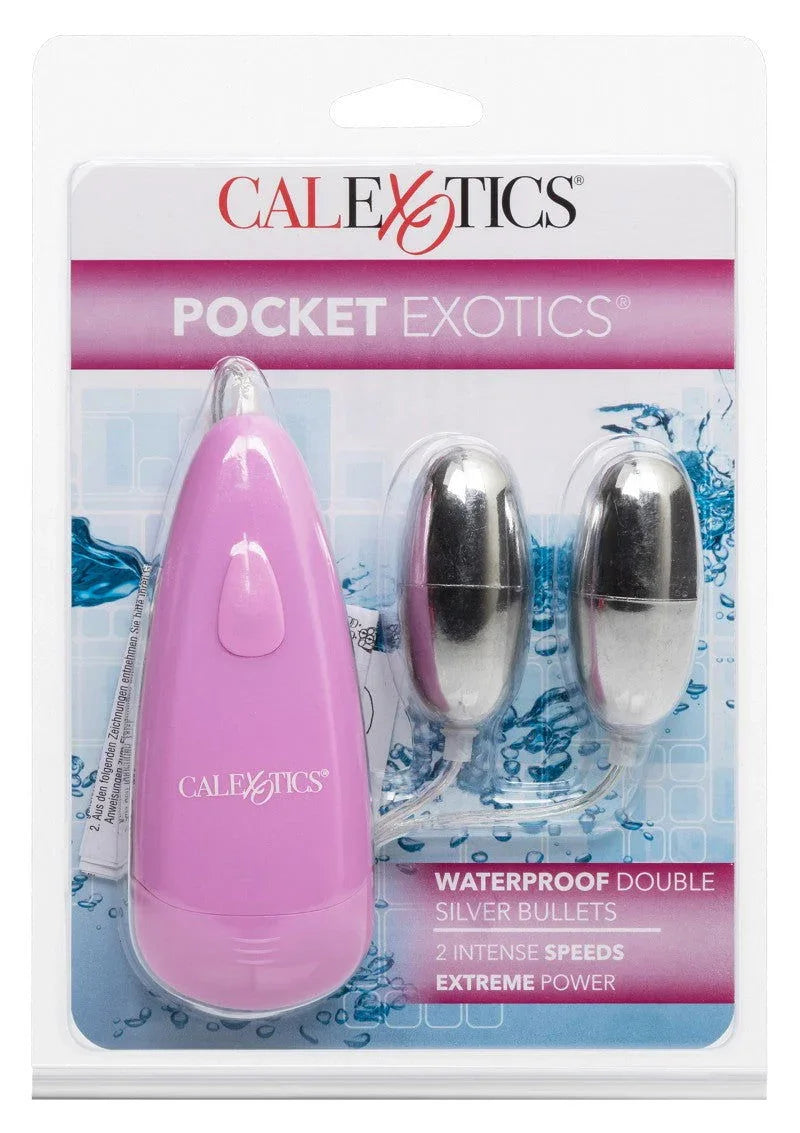 Pocket Exotics Waterproof Double Silver Bullets by CalExotics - Happytoys Sexshop: Toys for Feeling Happy & Easy 😊 - Discreet geleverd