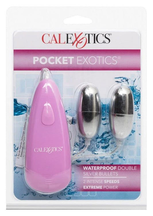 Pocket Exotics Waterproof Double Silver Bullets by CalExotics - Happytoys Sexshop: Toys for Feeling Happy & Easy 😊 - Discreet geleverd