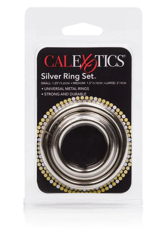Silver Ring - 3 Piece Set by CalExotics - Happytoys Sexshop: online sex shop for Feeling Happy & Easy 😊 - Discreet geleverd