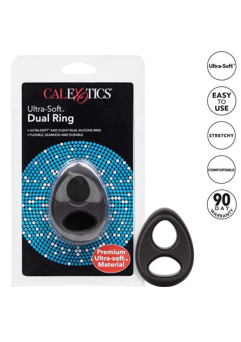 Ultra-Soft Dual Ring Cock & Scrotum ring by CalExotics - Happytoys Sexshop: online sex shop for Feeling Happy & Easy 😊 - Discreet geleverd