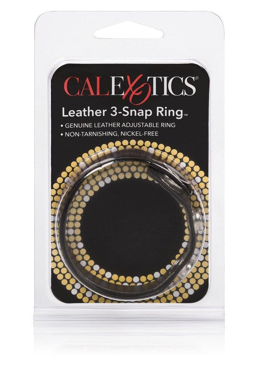 Leather 3-Snap CockRing by CalExotics - Happytoys Sexshop: Toys for Feeling Happy & Easy 😊 - Discreet geleverd