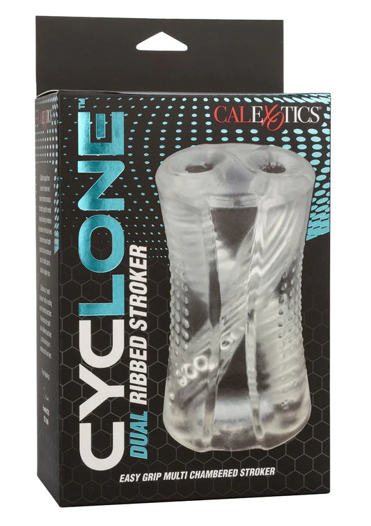 Cyclone Dual Ribbed Stroker Masturbator by CalExotics - Happytoys Sexshop: Toys for Feeling Happy & Easy 😊 - Discreet geleverd