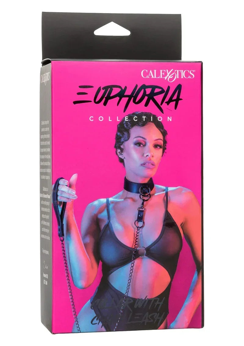 Bestel: Euphoria Collection Collar with Chain Leash by CalExotics - bij Happytoys.nl, happytoys.be, Happytoys.ae: erotische sex webshop | liever Happy dan Easy ⭐⭐⭐⭐⭐
