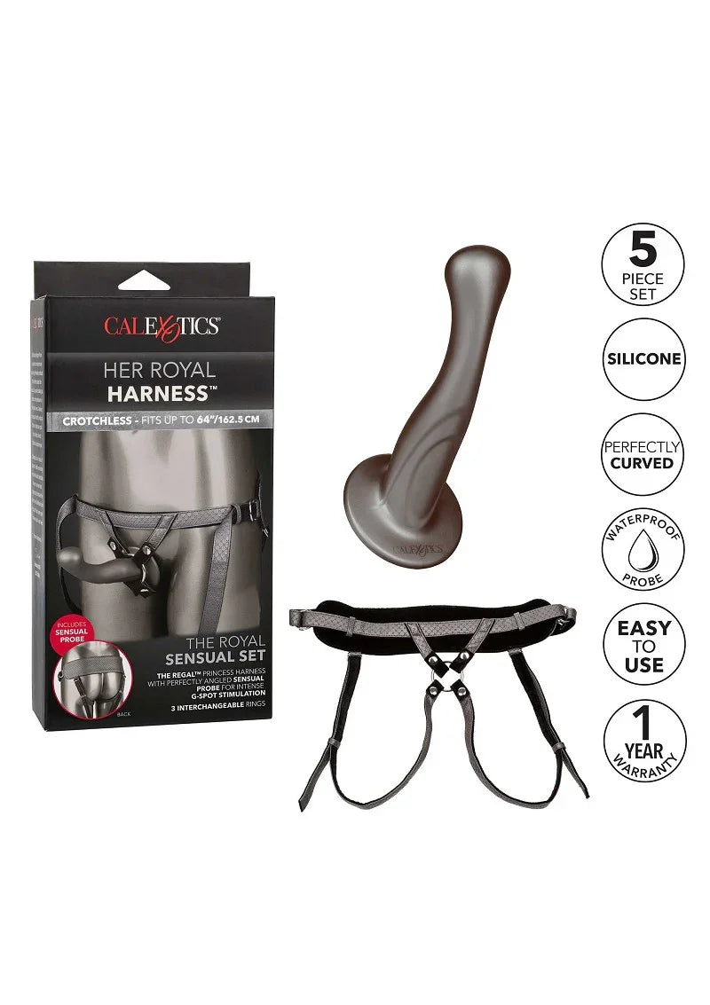 ♂ ♀ CalExotics Her Royal Harness The Royal Sensual Set Pegging Strap-On - Happytoys Sexshop: online sex shop for Feeling Happy & Easy 😊 - Discreet geleverd