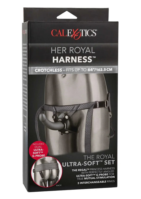 ♂ ♀ CalExotics Her Royal Harness The Royal Ultra-Soft Pegging strap on Set - Happytoys Sexshop: Toys for Feeling Happy & Easy 😊 - Discreet geleverd