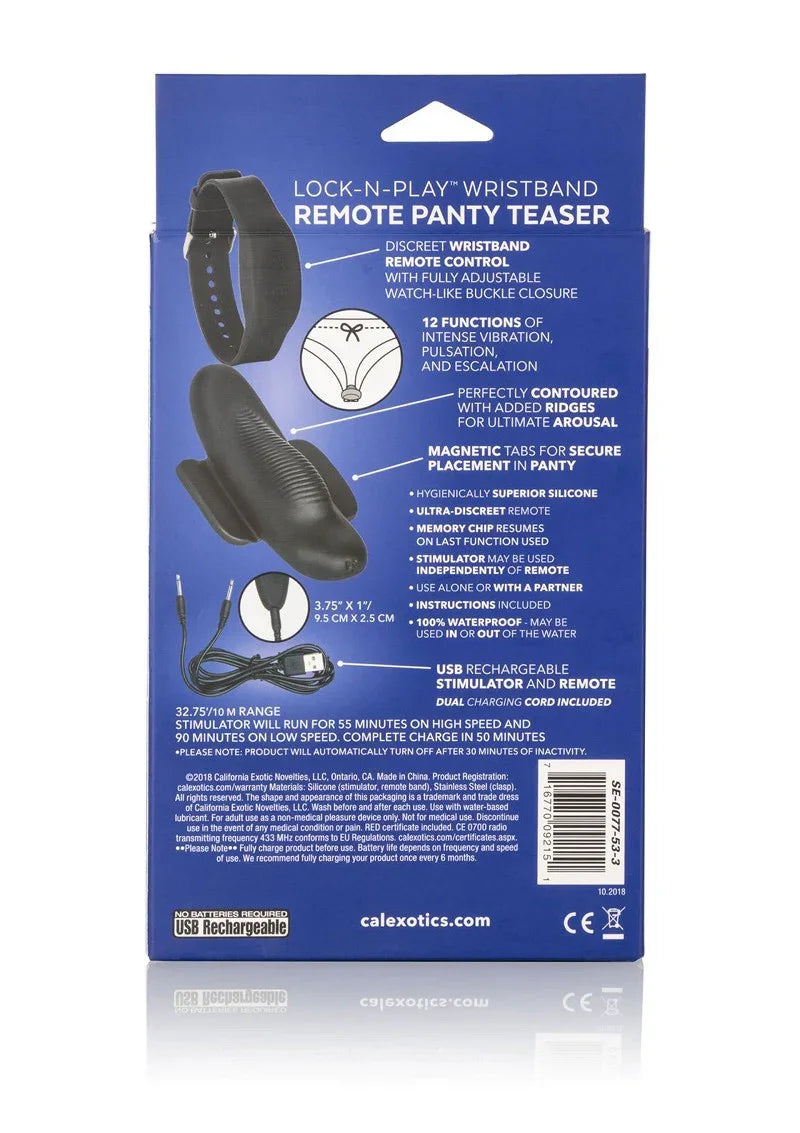 β CalExotics Lock-N-Play Wristband Remote Panty Teaser - Happytoys Sexshop: Toys for Feeling Happy & Easy π - Discreet geleverd