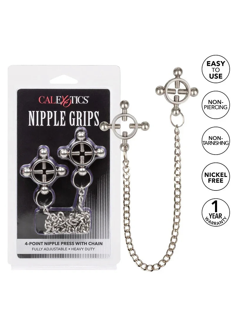 Tepelklemmen 4-punts tepelpers met ketting by CalExotics - Happytoys Sexshop: online sex shop for Feeling Happy & Easy 😊 - Discreet geleverd