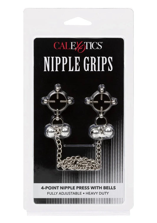 4 Point Nipple Press With Bells by CalExotics - Happytoys Sexshop: online sex shop for Feeling Happy & Easy 😊 - Discreet geleverd