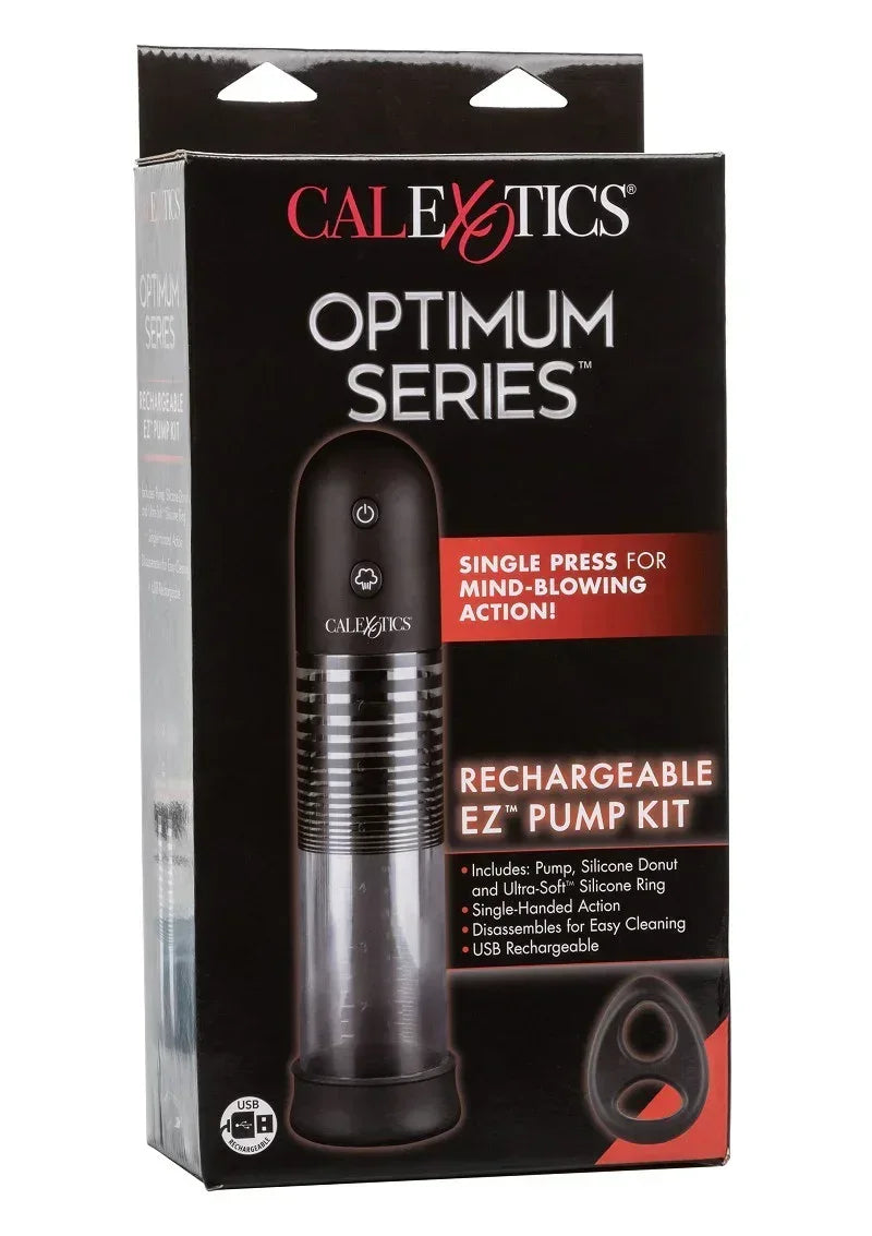Bestel: Optimum Series Rechargeable EZ Pump Kit by CalExotics - bij Happytoys.nl, happytoys.be, Happytoys.ae: erotische sex webshop | liever Happy dan Easy ⭐⭐⭐⭐⭐