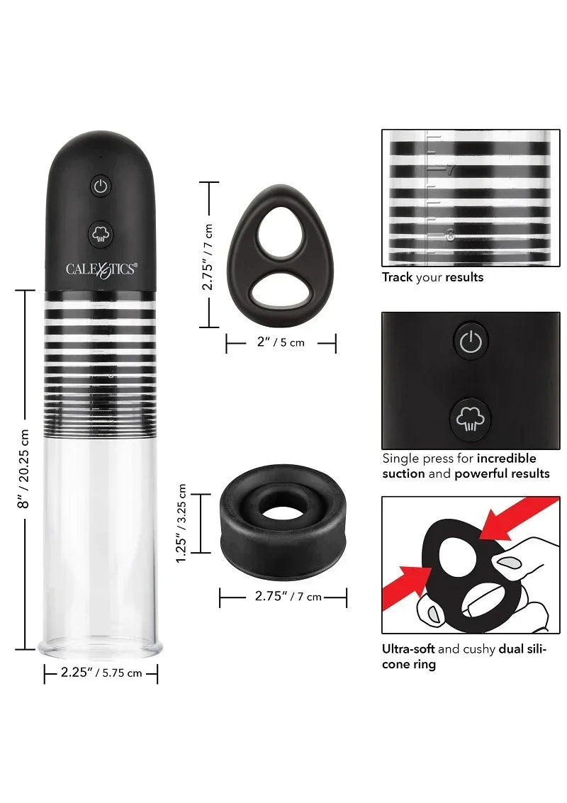 Bestel: Optimum Series Rechargeable EZ Pump Kit by CalExotics - bij Happytoys.nl, happytoys.be, Happytoys.ae: erotische sex webshop | liever Happy dan Easy ⭐⭐⭐⭐⭐