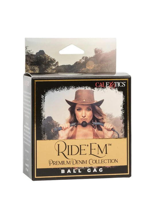 Ride 'em Premium Denim Collection Ball Gag by CalExotics - Happytoys Sexshop: Toys for Feeling Happy & Easy 😊 - Discreet geleverd