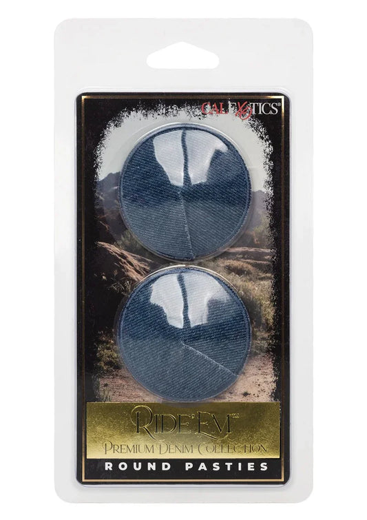 Ride 'em Premium Denim Collection Round Pasties by CalExotics - Happytoys Sexshop: Toys for Feeling Happy & Easy 😊 - Discreet geleverd
