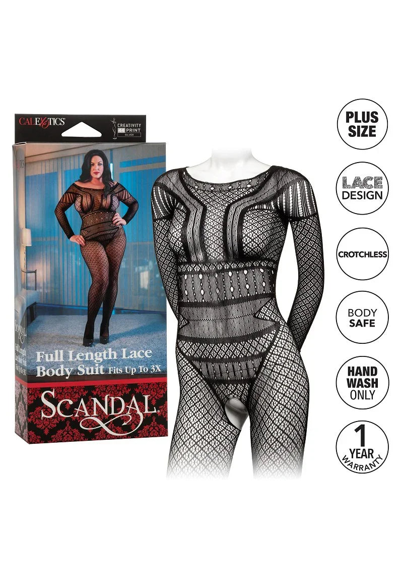 ♀ CalExotics Scandal Plus Size Full Length Lace Body Suit - Happytoys Sexshop: online sex shop for Feeling Happy & Easy 😊 - Discreet geleverd