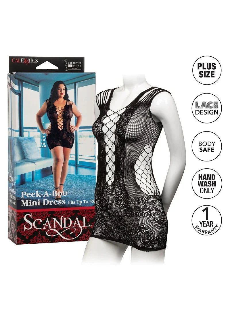 β CalExotics Scandal Plus Size Peek-A-Boo Mini Dress - Happytoys Sexshop: online sex shop for Feeling Happy & Easy π - Discreet geleverd