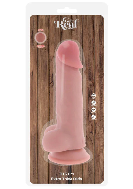Deluxe Dual Density Thick Dildo TPE 34.5 cm by ToyJoy - Happytoys Sexshop: Toys for Feeling Happy & Easy 😊 - Discreet geleverd